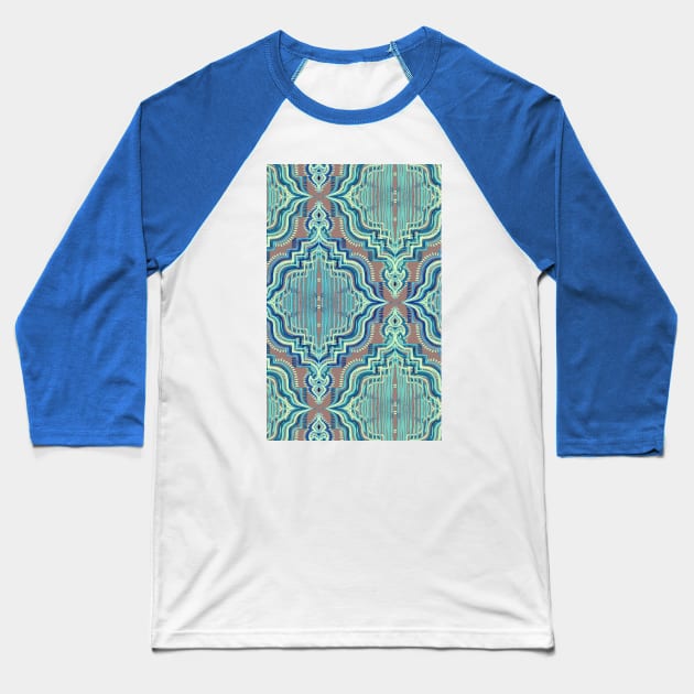 Marker Moroccan in Aqua, Cobalt Blue, Taupe & Teal Baseball T-Shirt by micklyn
